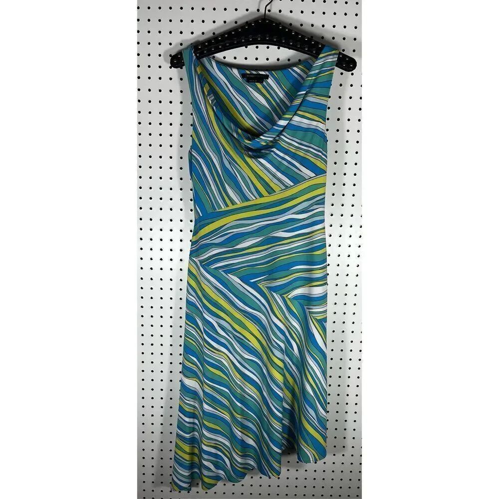 BCBGMaxzaria cowl neck criss cross striped dress